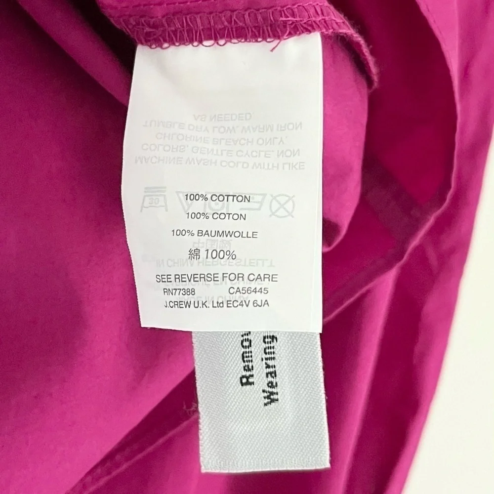 NWT J. Crew Women’s Ruffle Penny Peasant Top Square Neck Magenta Pink Size Small